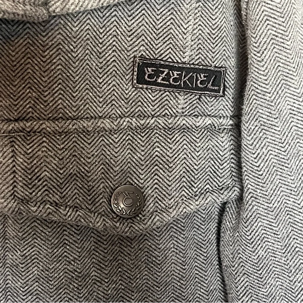Ezekiel Gray Herringbone Print Mens Jacket Size L Field Utility